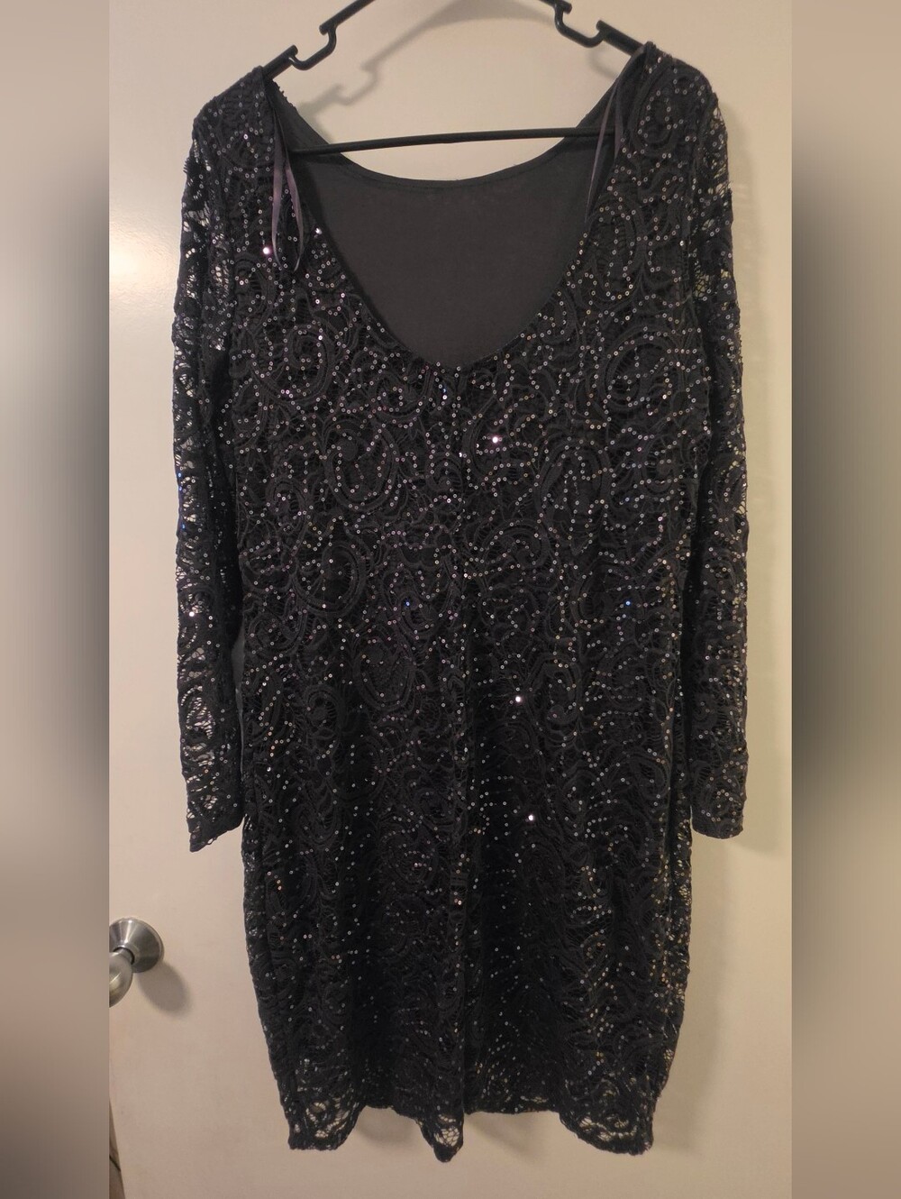 EUC! Women's Merina Dark Grey Sequin Long Sleeve Cocktail Dress - Size 14 - Picture 3 of 5